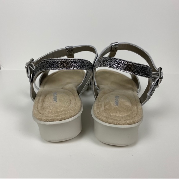 Lands End Metallic Leather Comfort Wedge Sandals - Picture 8 of 11